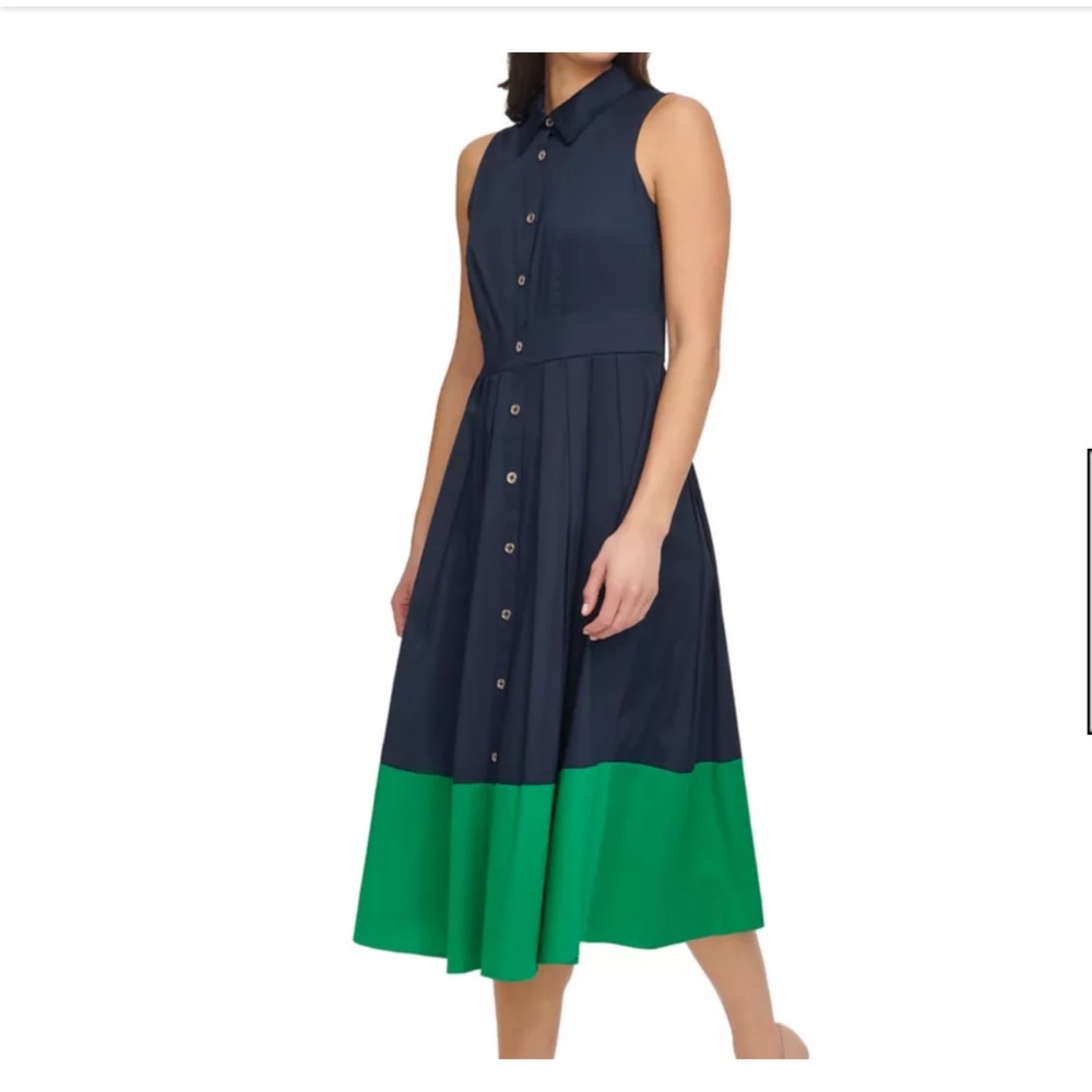 Tommy Hilfiger‎ Navy and Green Button Dress